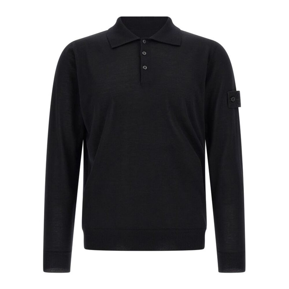 Stone Island Black Virgin Wool Men's Cardigan